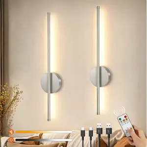 USB Rechargeable Battery-Powered Wall Light, Magnetic LED Wireless Wall Lamp with Remote, Adjustable Brightness, 3 Colors, Bedroom & Hallway