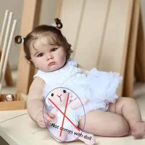 Realistic 60cm 24inch Reborn Baby Fat Big Doll with 3D-Paint Skin and Vascular Vein, Realistic Princess Toddler Art Cloth Body Toy for Girl Kids Birthday Gift (not including Sheep)