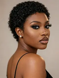 Pixie Cut Short Curly Wig, Machine Made Human Hair Wigs for Women, Daily Party Cosplay Use, Short Daily Wear Wig, Curly Textured Wigs