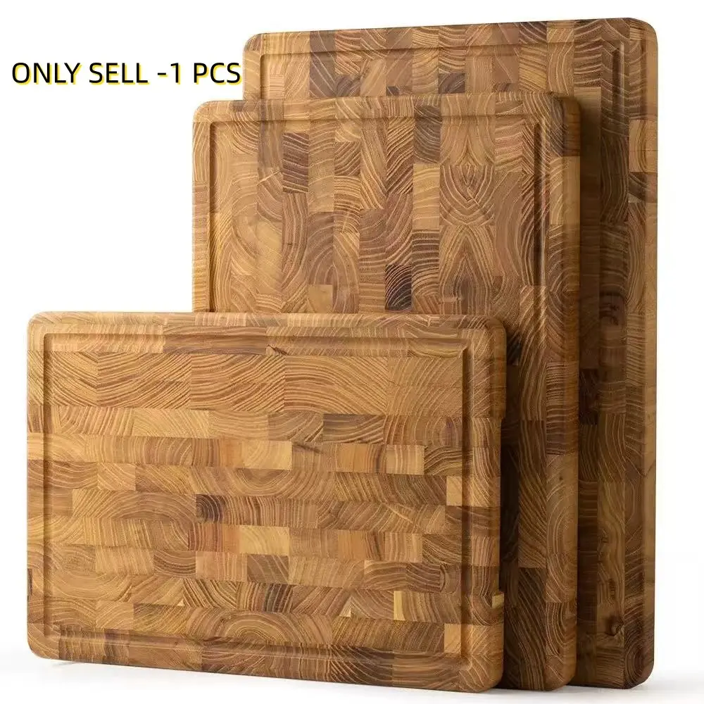 Premium Teak Cutting Board, Cooking Cutting Board, Food Cutting Board, Wooden Cutting Board Thick Dual-Sided Durable Kitchen Chopping Block with Handle, Ideal for Fruits Vegetables Meat Bread, Kitchenware, Home, Durable Cutting Boards