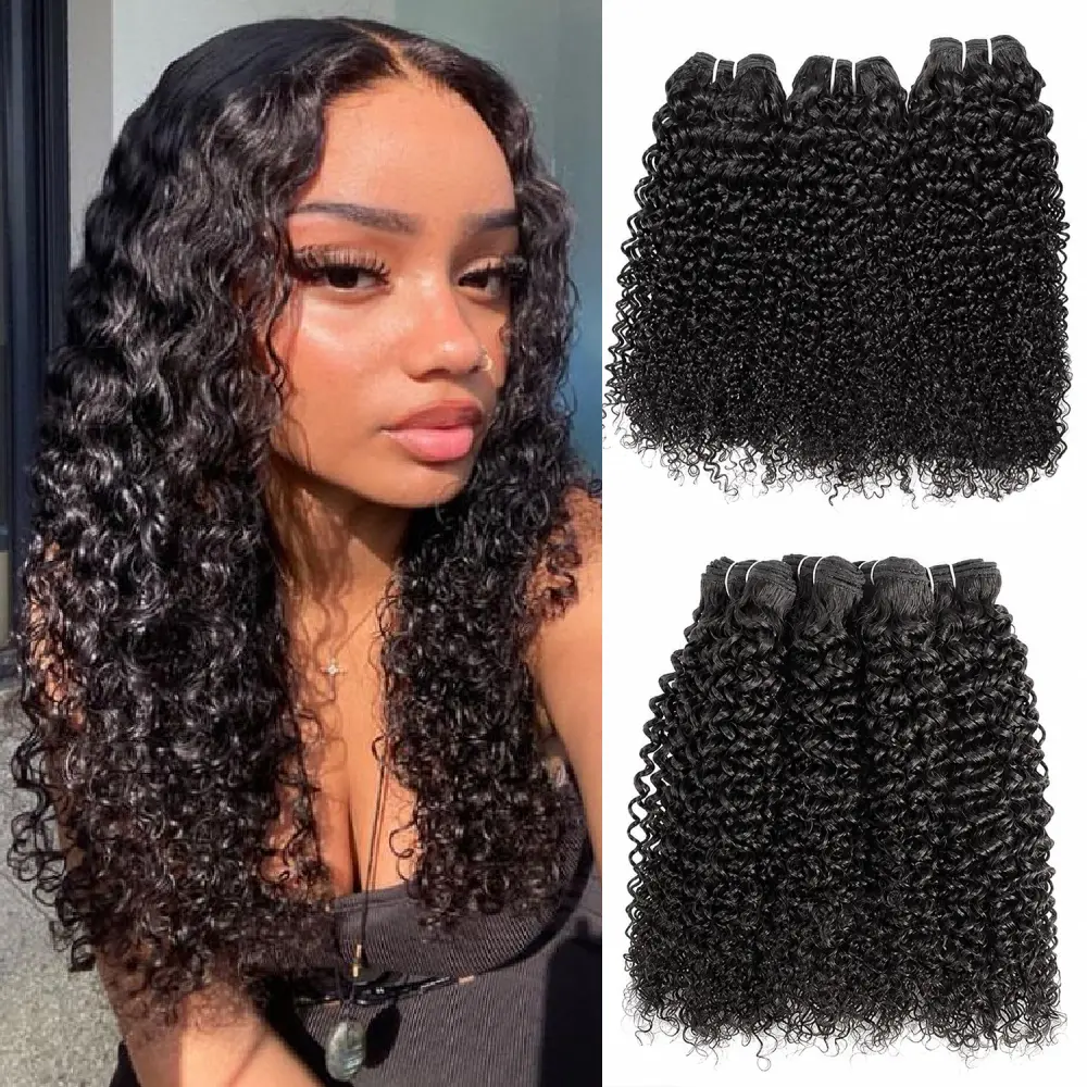 LADIARYF Kinky Coily Real Human Hair Bundles, 100% Unprocessed Brazilian Virgin 3-Piece Set for Black Women, Ideal for Quick Weave & Human Hair Braiding, Adds Length & Fuller Look, Natural Black Extensions