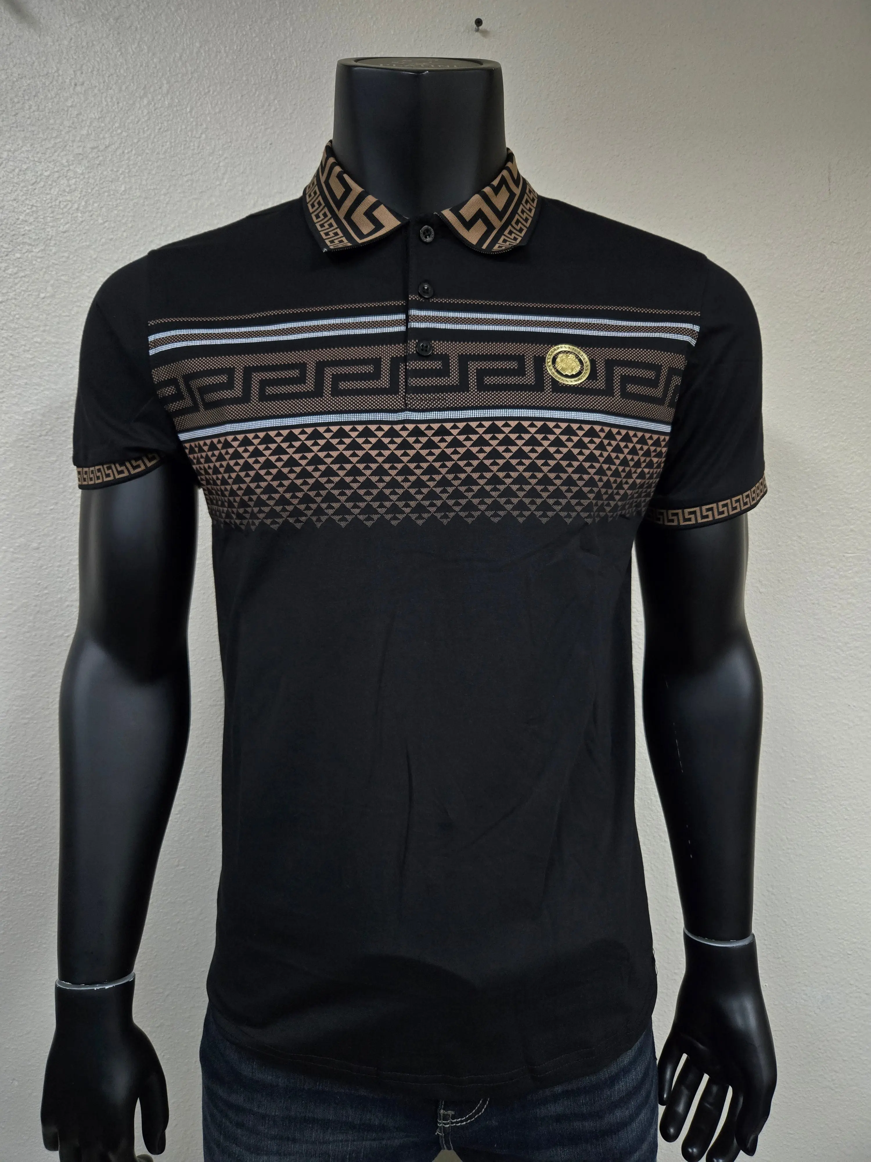 Mens Greek Pattern Polo Shirt - Multiple Colors