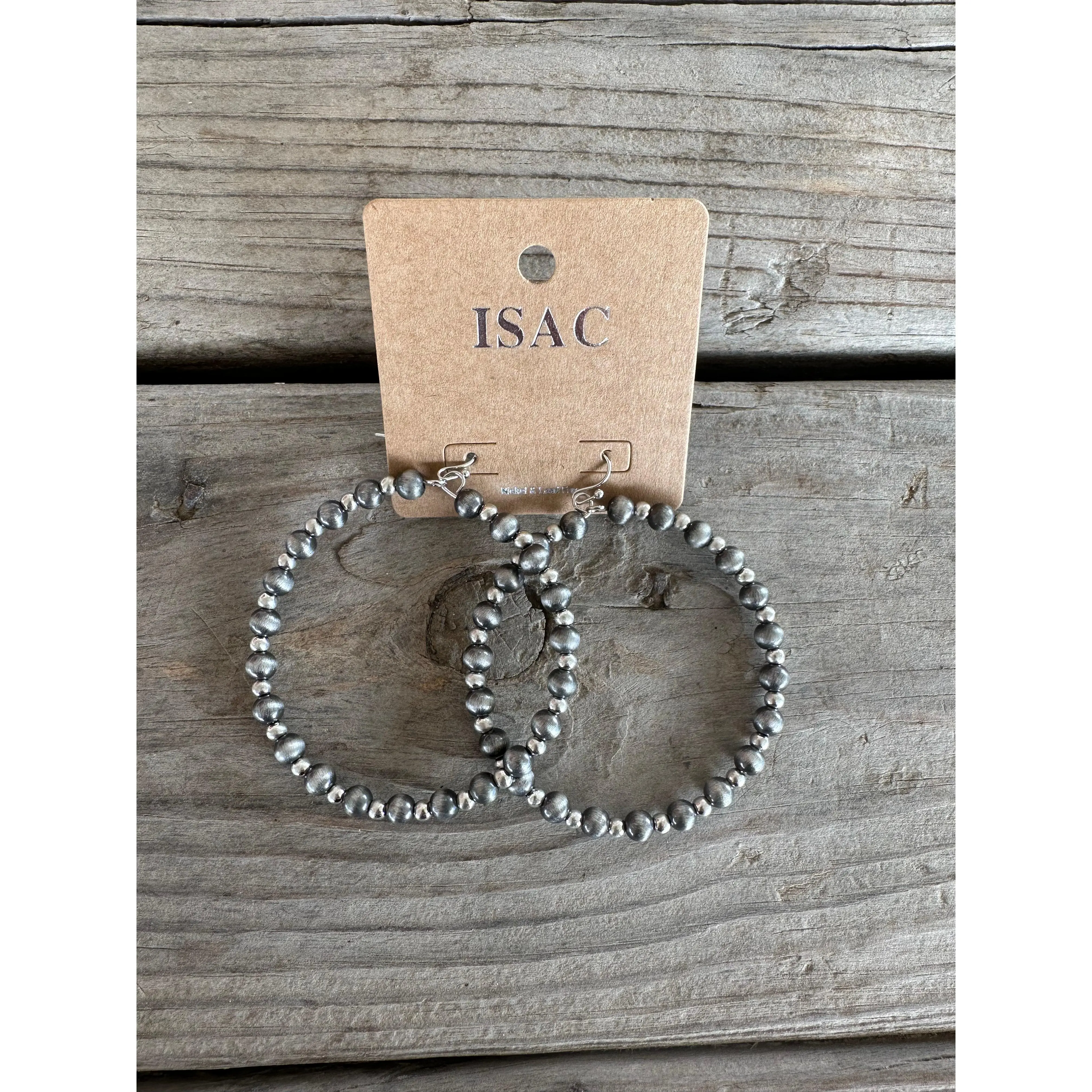 Dark Beaded Hoops