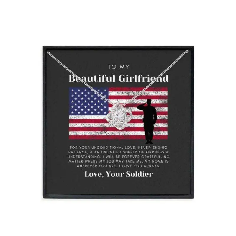 Girlfriend Necklace, Army Girlfriend Gift, Romantic Sentimental Gift For Girlfriend From Boyfriend Love Knot Necklace, Friendship necklace, matching sets, BFF gifts, meaningful jewelry, best friend forever
