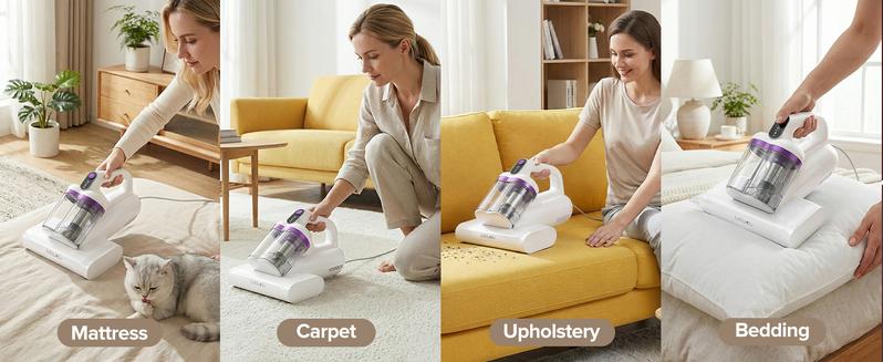 【12.5Kpa Power】350W Motor Vacuum Cleaner for Bed, Sofa & Toy - Removes 100% Dust Mites, Dead Skin & Allergens in Seconds