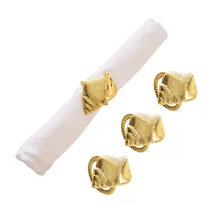Gold Conch Shell Napkin Rings Set of 4 by Valerie