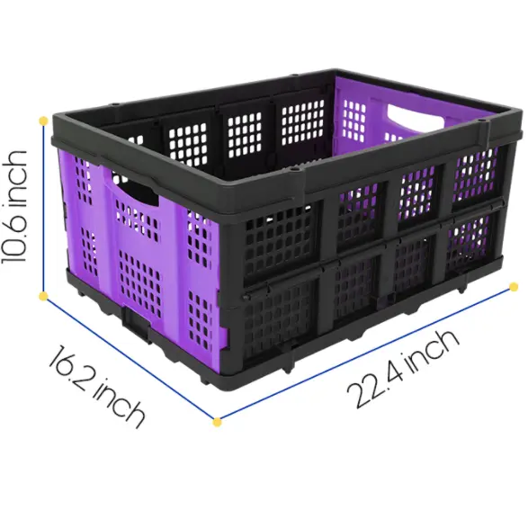 60L Portable Collapsible Storage Crate (Purple)