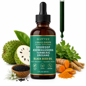 'summervibes QIZFYZZ 10-in-1 Soursop Bitters Liquid Drops – Sea Moss, Noni, Moringa, Turmeric, Black Seed Oil, Oregano & Ashwagandha Herbal Blend, Vegan Non-GMO, 2 fl oz