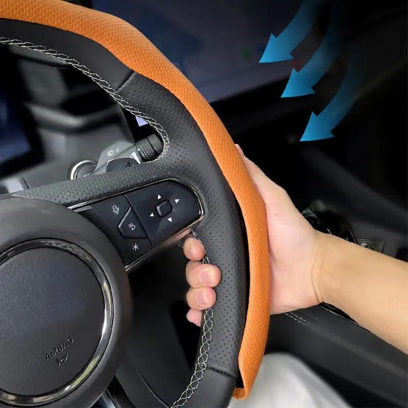 Napa Nappa Leather Steering Wheel Cover New Quick Turn Non-Slip Breathable Ultra-Thin Universal Grip Cover Suitable for Four Seasons car accessories Car Gifts