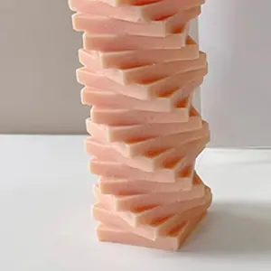 Cokab LLC Spiral Square Candle , Spiral Decor Swirls Candle | Beeswax | Decorative Candles| Modern Home Decor | Aesthetic Swirls & Spirals Candle Pillar | Column Swirl