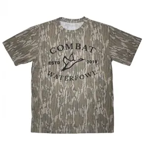 Black Combat Waterflow Letter Printing Original Bottomland Pattern Camo Tee 3D, Mossy Oak Washed Out Camo Tee, Gift for Him