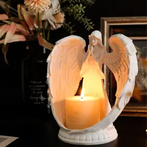 Pure Winged Prayer Angel Candle Holder, Pure Angel Candle Stand with 5x5cm Candle, Living Room Dining Wedding Romantic Decor