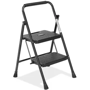 2-Step Ladder for Household Use, Portable Lightweight Step Stool with Safety Buckle, Anti-Slip Feet, Foldable Design – Stable & Safe for Indoor/Outdoor, Kitchen, Bathroom, Garage