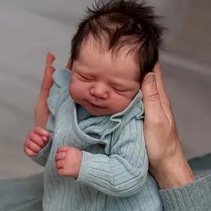 Lifelike Hand-Painted Reborn Baby Doll with Soft Touch Cloth Body Olive Green for Play Comfort and Collection Ideal Gift for Young People Collectors Grandmothers