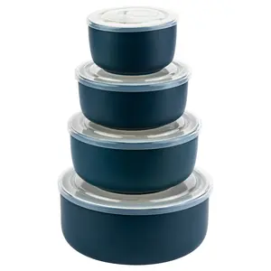 Kitchen Bowl Set with Lids, 50/28/16/9 oz   Tableware Ceramic Oven Plastic