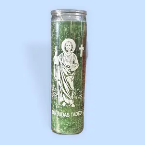 Green San Judas Tadeo Saint Jude Wax Scented Candle, Home Decor Supplies & Home Fragrances Item