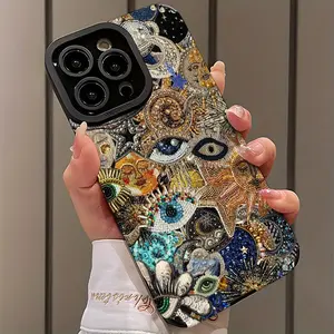 Cosmic Beaded Eye Design Shockproof Ultra-Thin Phone Case for iPhone 16/15/14/13/12/11/plus/pro Max, Dust-Proof & Stylish Gift Idea, Accessories