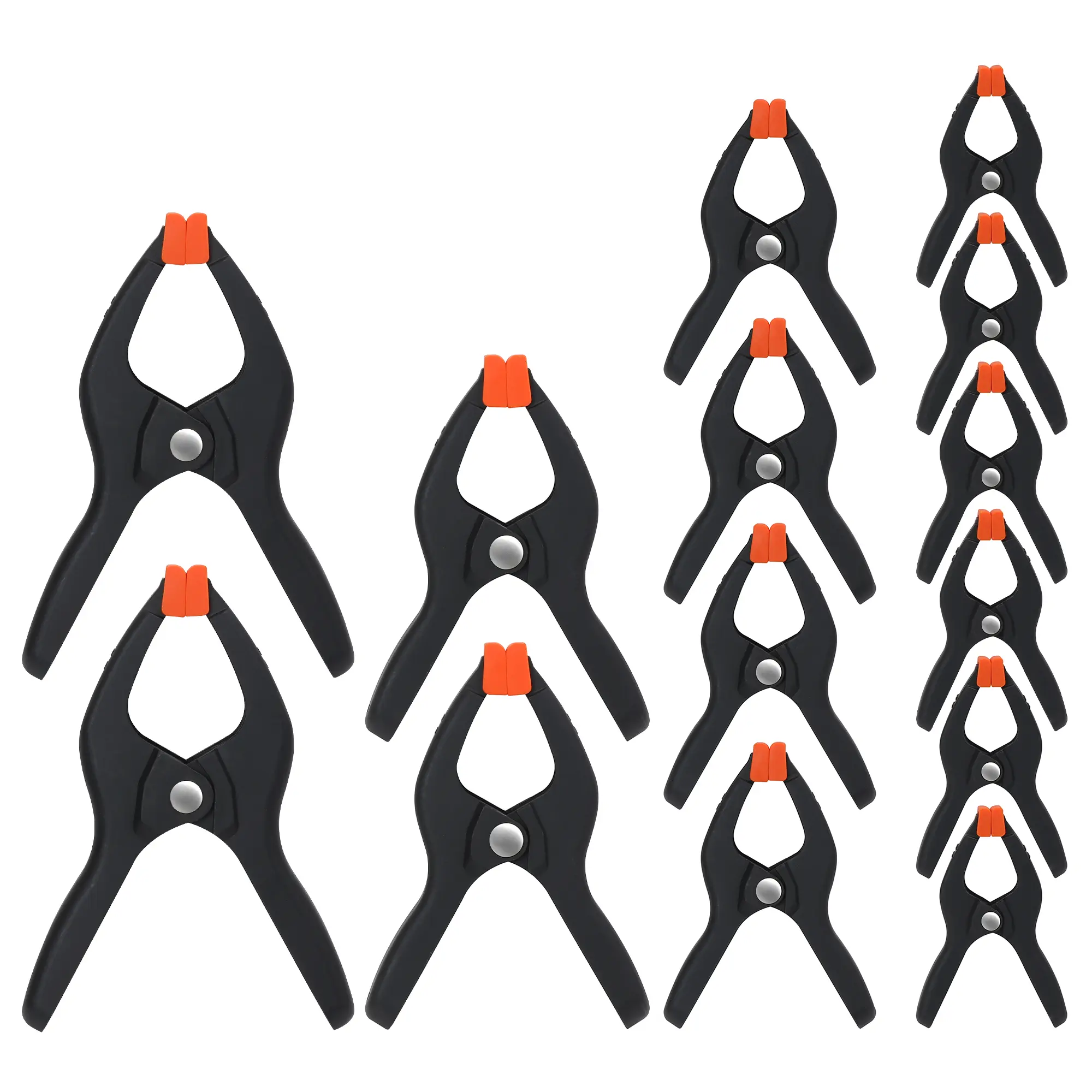 PONY Spring Clamp Set, Nylon Spring Clamps with Adjustable Jaw Pads, Including 7-1/2", 6-1/8", 4-1/2", 3-5/8", for Woodworking, Photography Backdrops and DIY Projects