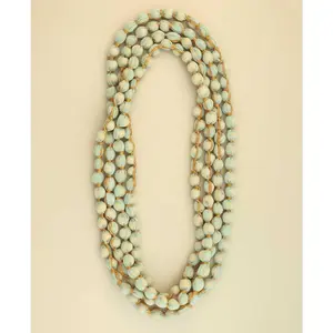 Powder Green Endless Fabric-Wrapped Beaded Necklace