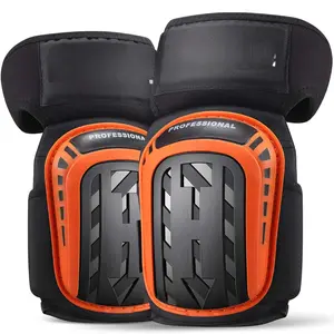 Knee Pads for Work, Construction Knee Pads for Men, Heavy Duty Comfortable Anti-slip Foam Gel Knee Pads for Gardening Flooring and Cleaning, Strong Stretchable Straps, Orange