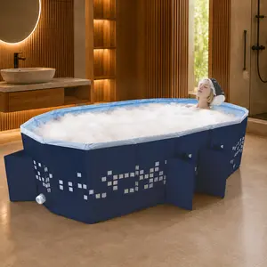 87.4" Large Foldable Bathtub for Adults, Portable Soaking Tub with Stable Support & Quick Drain