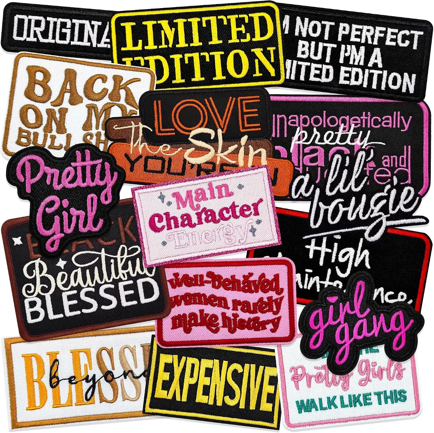 16pcs Girl Power Embroidered Iron on Patches for Trucker Hats Clothes Jackets Backpacks