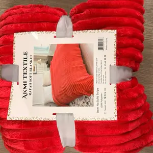 AKMI TEXTILE Red Plush Throw Blanket KING SIZE RAFAH SOFT BLANKET 100% Polyester Solid Bubble Design