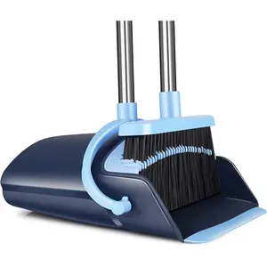 Broom and Dustpan Set for Home 2026 Indoor Outdoor Broom with Dustpan Combo Set Upright Dust Pans with Long Handle Angle Broom for Kids Garden Pet Hair Lobby Wood Floor Kitchen