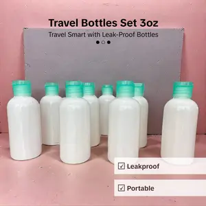 Boutique Adventures 10 Count 3 Oz White Travel Bottles with Leak-Proof Mint Lids Portable DIY Organiser Set for Household Use