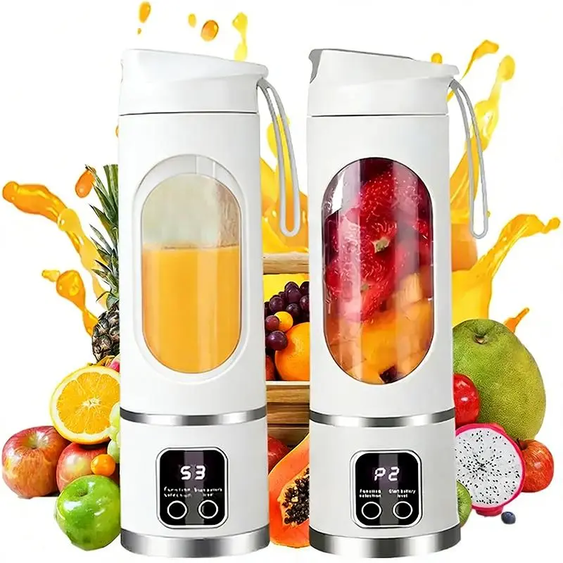 Ultimate Portable Blender,Compact Blender, Rechargeable Mini Small Juicer Blender with Smart LED Display, 450ml 12 SUS304 Blades USB-C Blender for Fruit Vegetable Shakes Smoothies, Multi-Scene Use for Home Office Travel Sports Outdoor fresh juice 