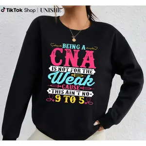 Casual Long Sleeve CNA Sweatshirt – Certified Nursing Assistant Bold Graphic Print