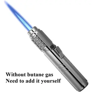 Zorara 1800℃ Jet Torch Lighter, Refillable Windproof Adjustable Flame Intensity with Safety Lock for Hiking, Cooking, Camping, Outdoors(Without Butane Gas)