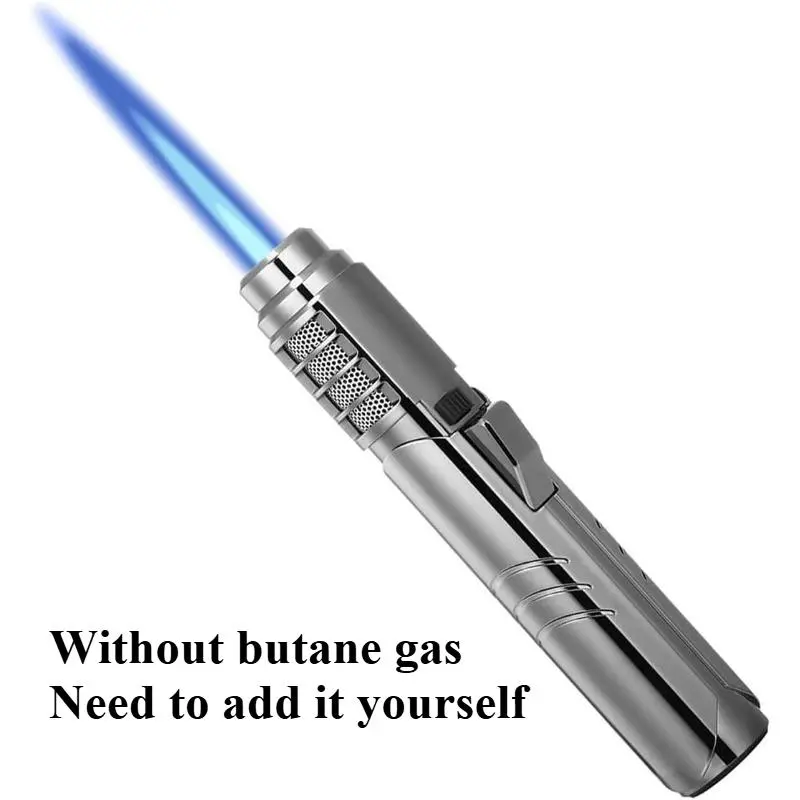 Zorara 1800℃ Windproof Blowtorch Lighter, Refillable Gas Torch with Adjustable Flame Intensity, Safety Lock for Camping, Hiking (Without Butane Gas), Outdoor, Functional Tool, Windproof Lighters, Cooking, Control Flame, 1800°C Heat, Outdoors, Customize Fl