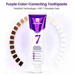 DrWhiten 7-Pro Purple Toothpaste, PAP Formula with 7 Probiotic Strains, Color-Correcting Oral Care, Mint Grape Flavor, Peroxide-Free, 4.23 oz