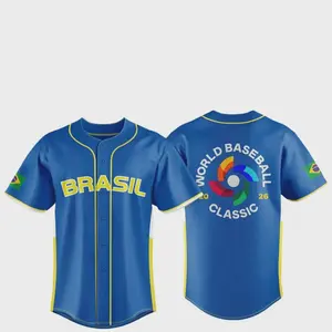 Brasil Team 2026 World Baseball Classic Jersey Print For Fan Gear Multicolor - full size Adult and Youth