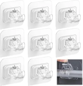 Curtain Rod Bracket No Drilling 8pcs, Self Adhesive Rod Brackets, Multipurpose Nail Free Stick on Curtain Rod Hooks