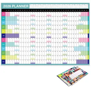 2026 Wall Calendar Set, Full Year View, 29.2x20.7 Inches, Home School Office Use, Includes 4 Stickers & 10 Adhesive Points, Durable Paper