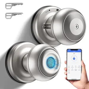 Smart Fingerprint Door Lock,Fingerprint Doorknob Entry Door Lock,Fingerprint Unlocking, Mobile App Unlocking, Key Unlocking for Home Hotel Office Apartment Bedroom