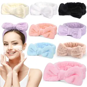 8 Pack Spa Headband for Women Facial Headband Makeup Headbands Soft Coral Fleece Skincare Cosmetic Headband for Women Bow Hair Band Head Wraps for Washing Face Mask Shower Spa Gifts for Women