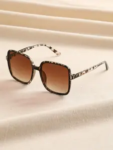 Unisex Tortoiseshell Square Sunglasses, Trendy Leopard Pattern Sun Glasses, Lightweight Fashion Eyewear, Casual Street Style Shades for Daily Outdoor Wear