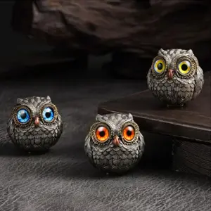 Owl Desktop Home Decor Ornament Blue Eye Eyes Creative Craft Decor Small Tea Pet Cartoon Gift Christmas Present