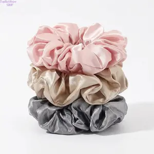 3Pcs Premium Satin Hair Scrunchies, No Crease Frizz Resistant Soft Silk Hair Ties, Gentle Elastic Ponytail Holders Suitable for All Hair Types, Trendy Daily Hair Accessories Ideal for College Use & Casual Styling