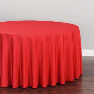 10 Pack 120 Inch Round Tablecloth Red for 60 Inch Round Table - Bulk Round Table Cover - Washable, Wrinkle Resistant Polyester Fabric Cloth for Wedding, Party