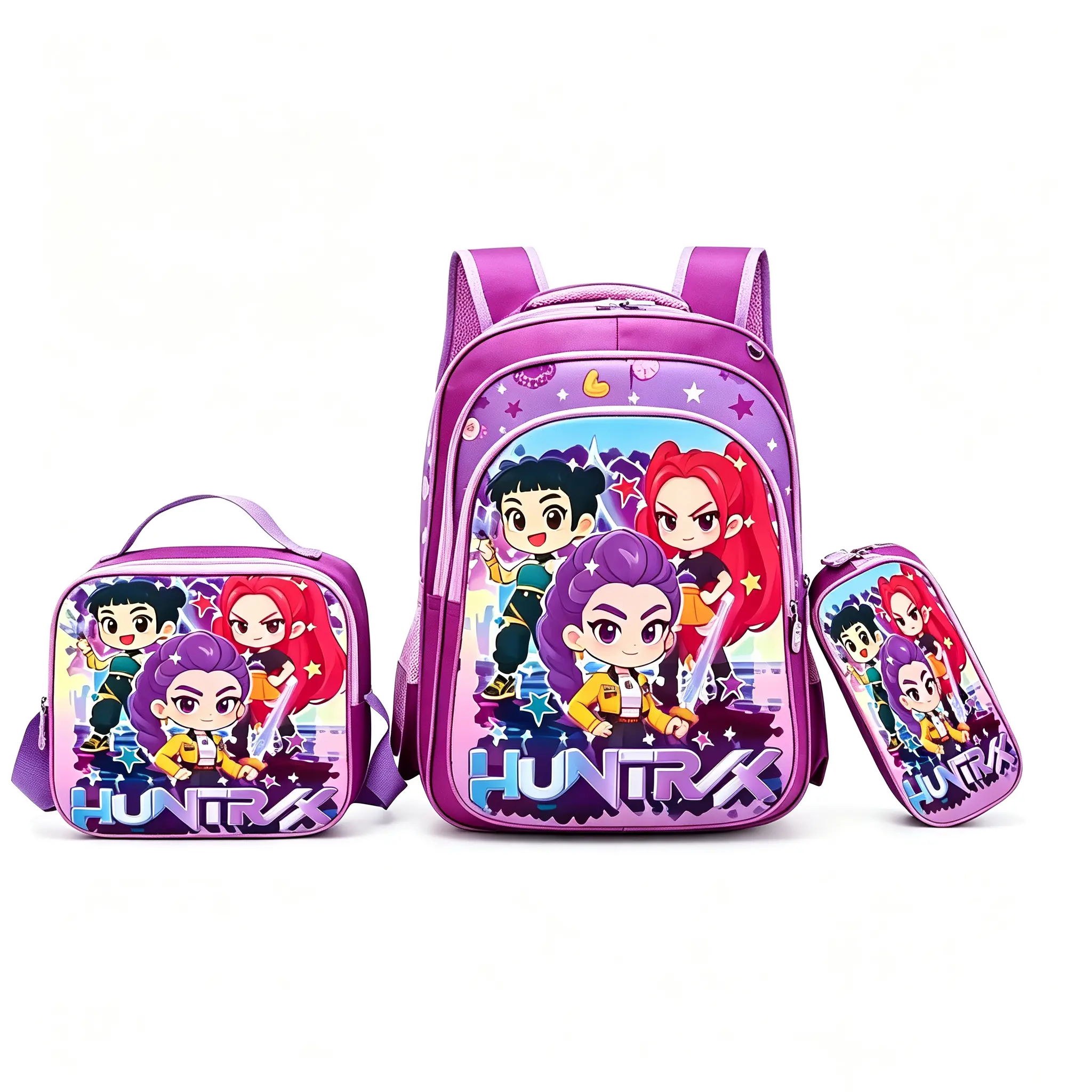 3Pcs K-Pop Witch Hunter Backpack3PCSSetl 16 Inch Kids School Backpackfor GirlsLunch Bag & Pencil Case, 2026Must HaveBack to School Gift for Teens
