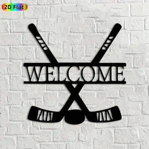 1pc Hockey Stick & Puck Metal Wall Art, Dynamic Hockey Statue Mural, Ideal Gift for New Year, Christmas, Sports Decor Enthusiasts, Rust-Resistant Metal Wall Decor Wall Sculptures, Perfect for Outdoor Fence & Living Room Wall Hockey Fans