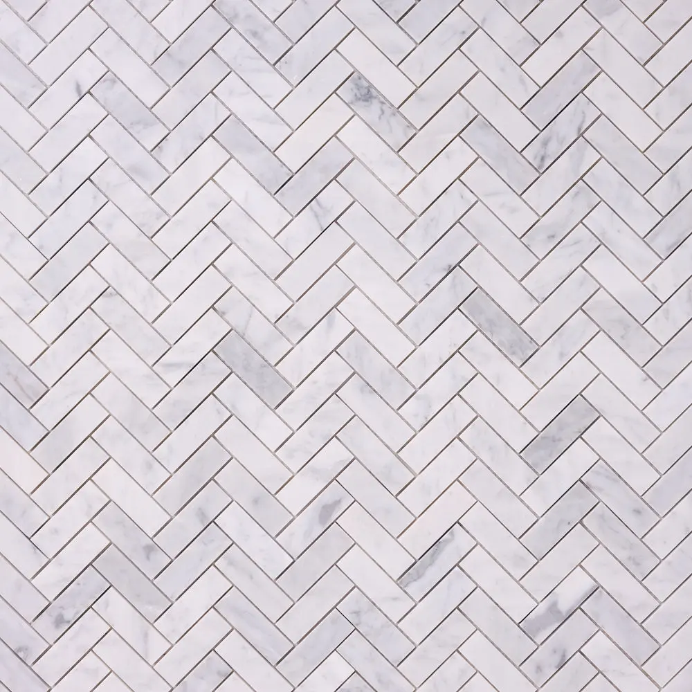 Carrara White Herringbone 1X3 Mosaic Polished/Honed