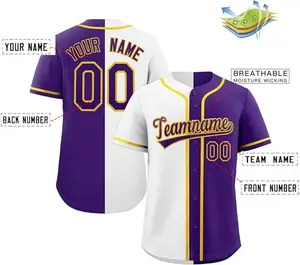 Custom Split Baseball Jersey Button Down Shirt Sports Personalized Stitched Name Number for Men/Women/Boy