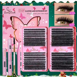 560pcs Mixed Large Box Individual Eyelash Extension Kit, Perfect for DIY Lash Extensions, 40D 60D Lash Clusters with Bond & Seal & Remover & Tweezers & Curler, Comprehensive Eyelash Application Set,Cosmetic makeup lashes