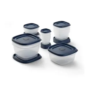 26-Piece BPA-Free Plastic Food Storage Set with Blue Vented Lids Microwave & Dishwasher Safe for Meal Prep Leftovers and Kitchen Organization