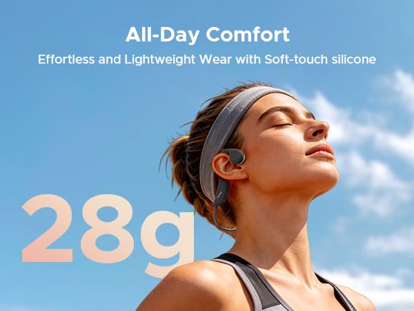 BoneBeat Run Ray IP66 Bone Conduction Headphones for Running, LED Safety Light, Open-ear design, Up to 10 Hours Playtime, Bluetooth 6.0 with Dual-Device Connectio